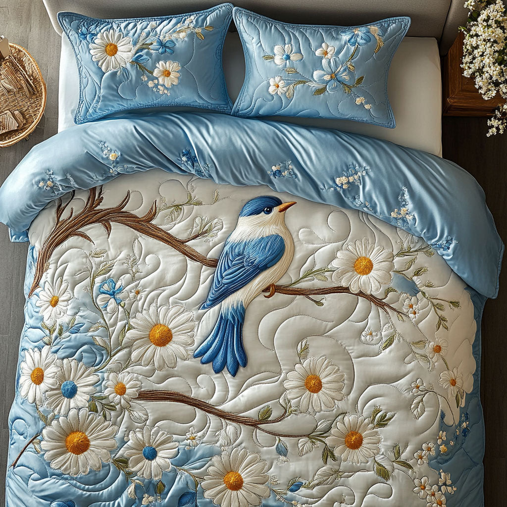 Floral Bluebird WX1403083CL Quilted Bedding Set