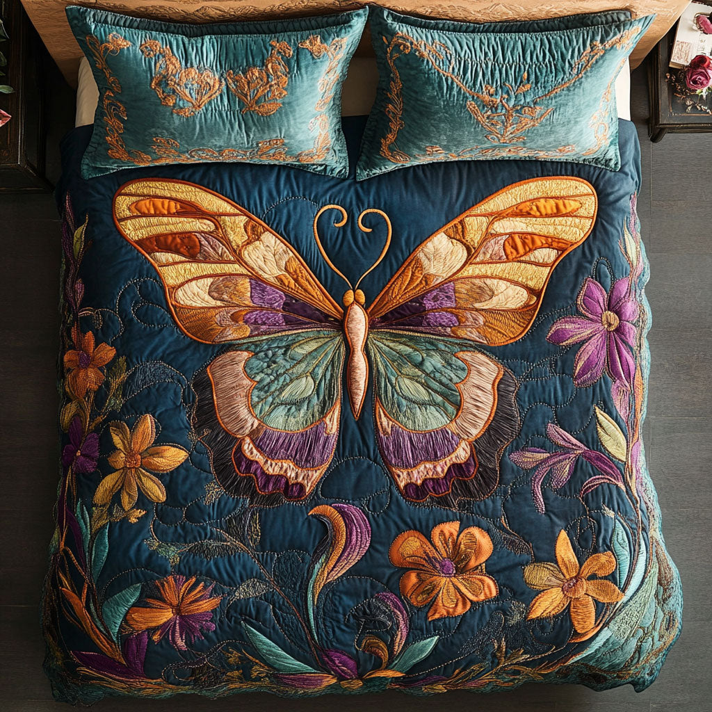 Floral Butterfly WX1303086CL Quilted Bedding Set