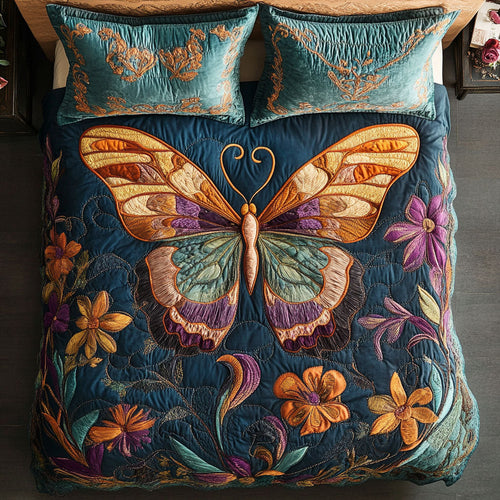 Floral Butterfly WX1303086CL Quilted Bedding Set