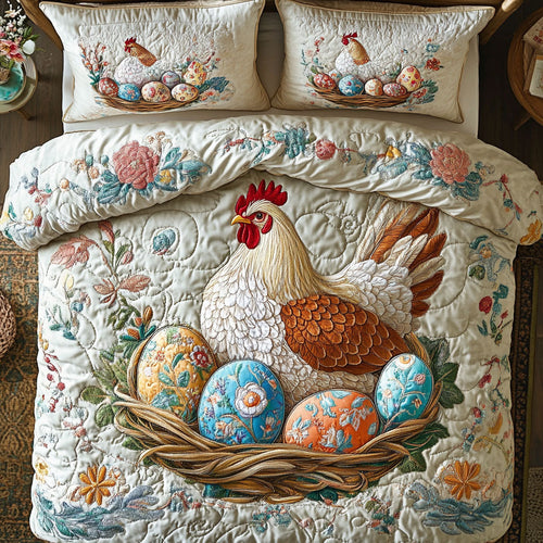 Floral Chicken WX0803174CL Quilted Bedding Set