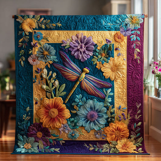 Floral Dragonfly CW1308058CL Quilt Blanket