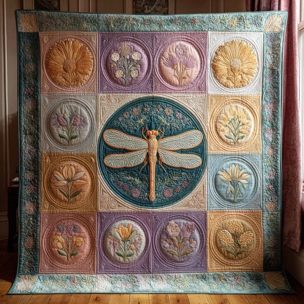 Floral Dragonfly Dance CW1308059CL Quilt Blanket