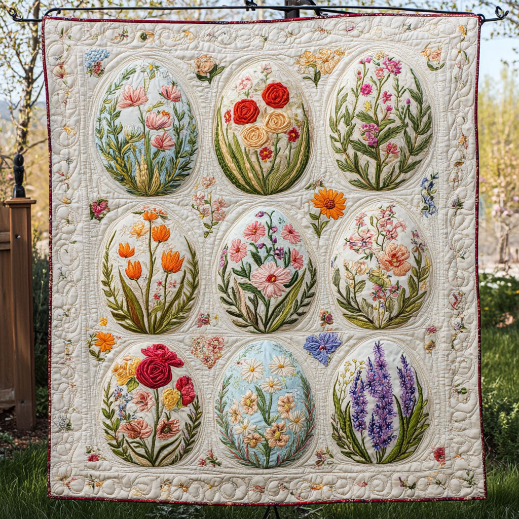 Floral Easter Eggs WU0503052CL Quilt Blanket