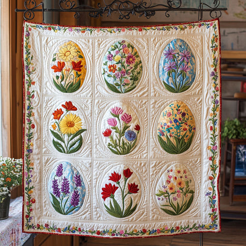 Floral Easter Eggs WU0503053CL Quilt Blanket
