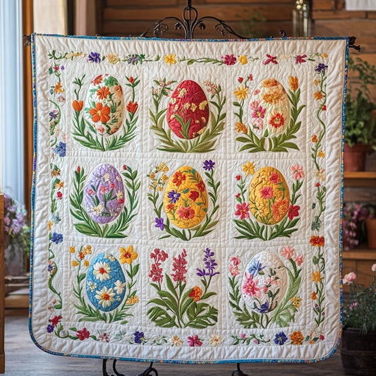 Floral Easter Eggs WU0503055CL Quilt Blanket