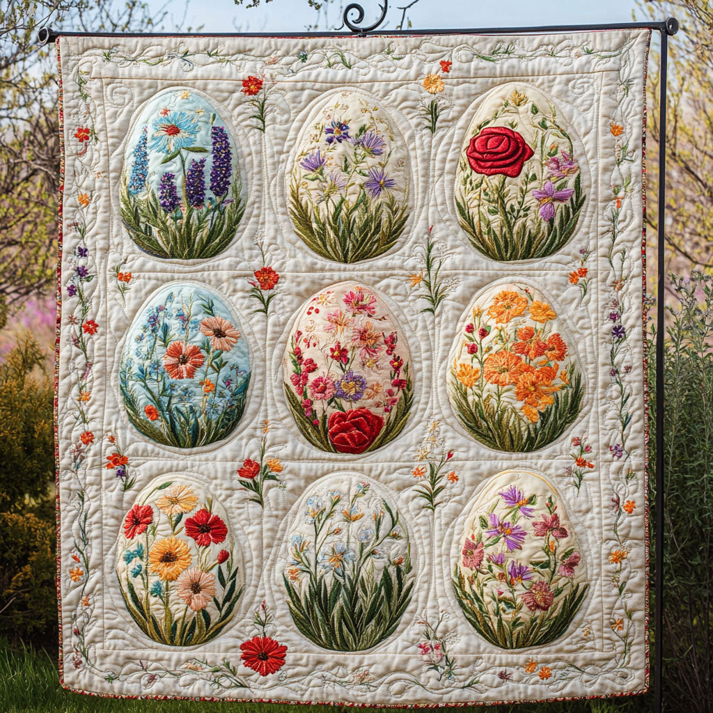 Floral Easter Eggs WU0503080CL Quilt Blanket
