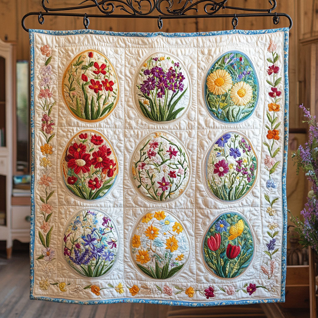 Floral Easter Eggs WU0503081CL Quilt Blanket