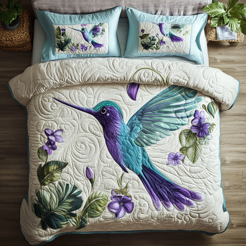 Floral Hummingbird WX0603035CL Quilted Bedding Set