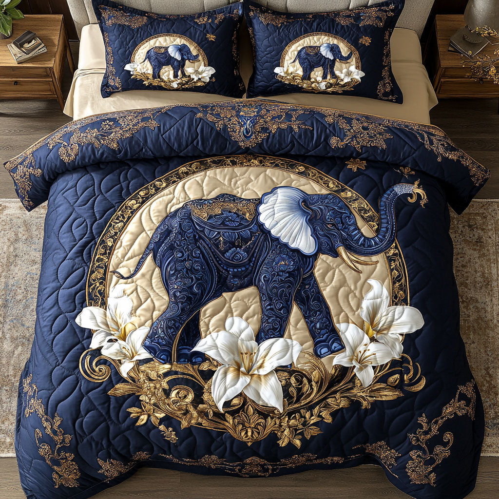 Gilded Elephant Serenity WX0603037CL Quilted Bedding Set