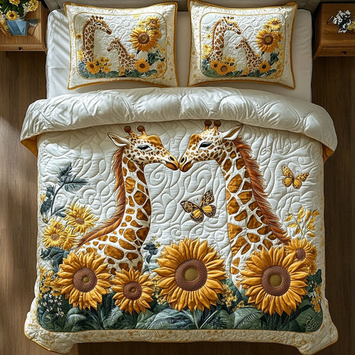 Giraffe Sunflower WX1403086CL Quilted Bedding Set