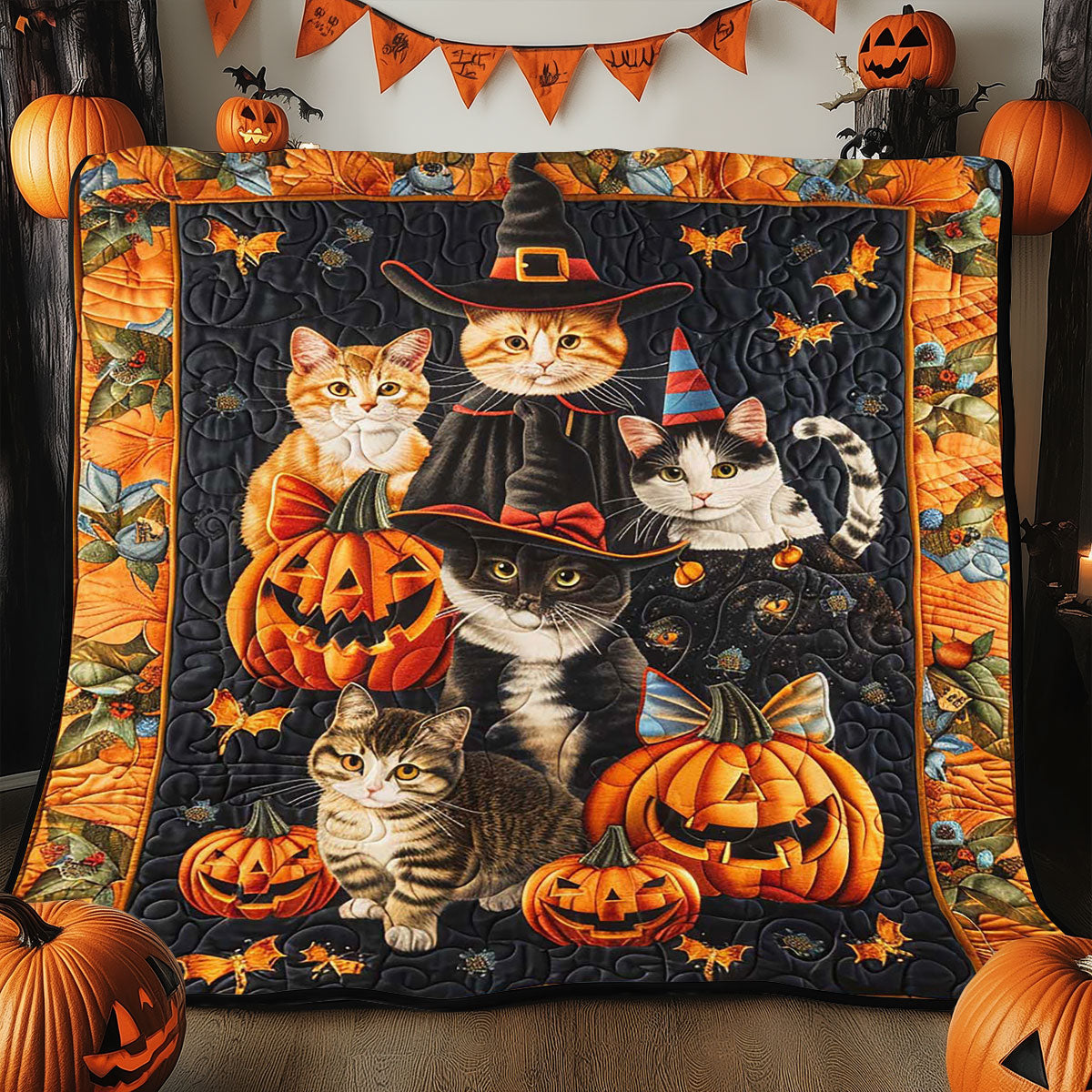 Halloween Cat WJ2608014CL Quilt Blanket