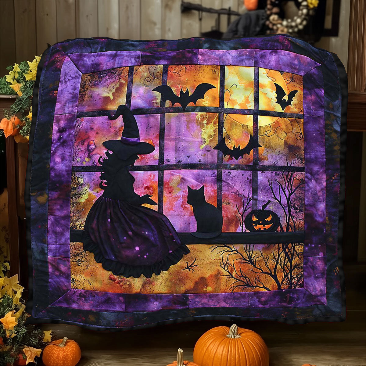 Halloween Witch And Cat WJ0908003CL Quilt Blanket