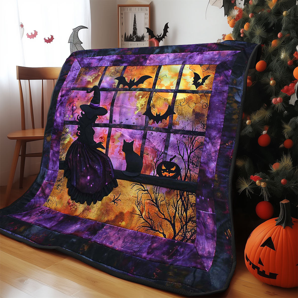 Halloween Witch And Cat WJ0908003CL Quilt Blanket