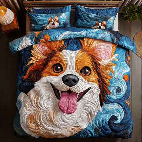 Happy Border Collie WX1403089CL Quilted Bedding Set