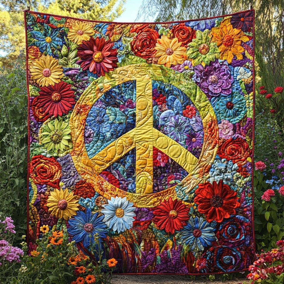 Hippie Peace Sign WU1801013CL Quilt Blanket