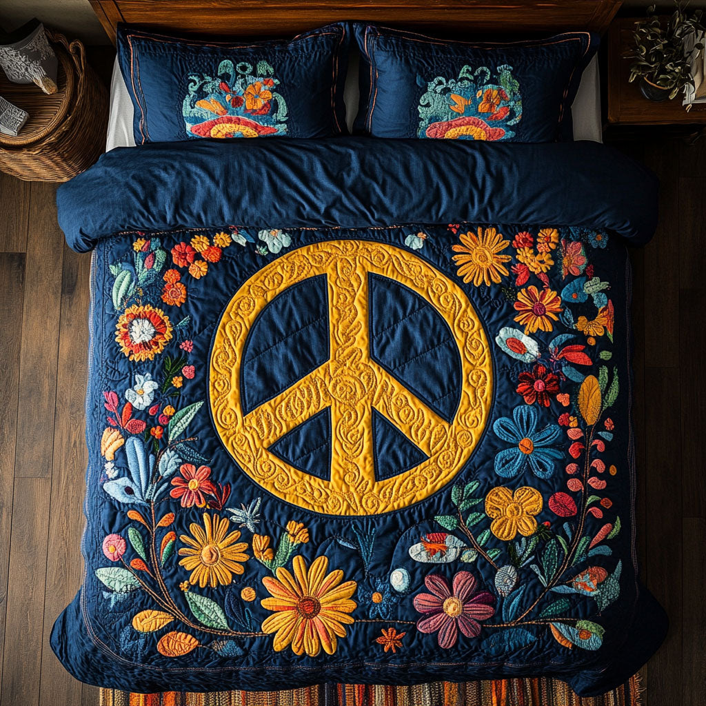 Hippie Peace Sign WX1303087CL Quilted Bedding Set