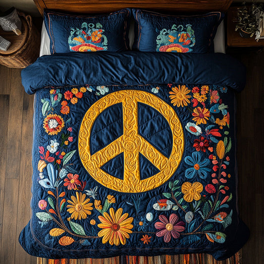 Hippie Peace Sign WX1303087CL Quilted Bedding Set