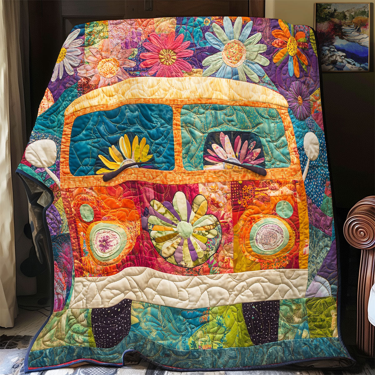 Hippie Van WX1303017CL Quilt Blanket