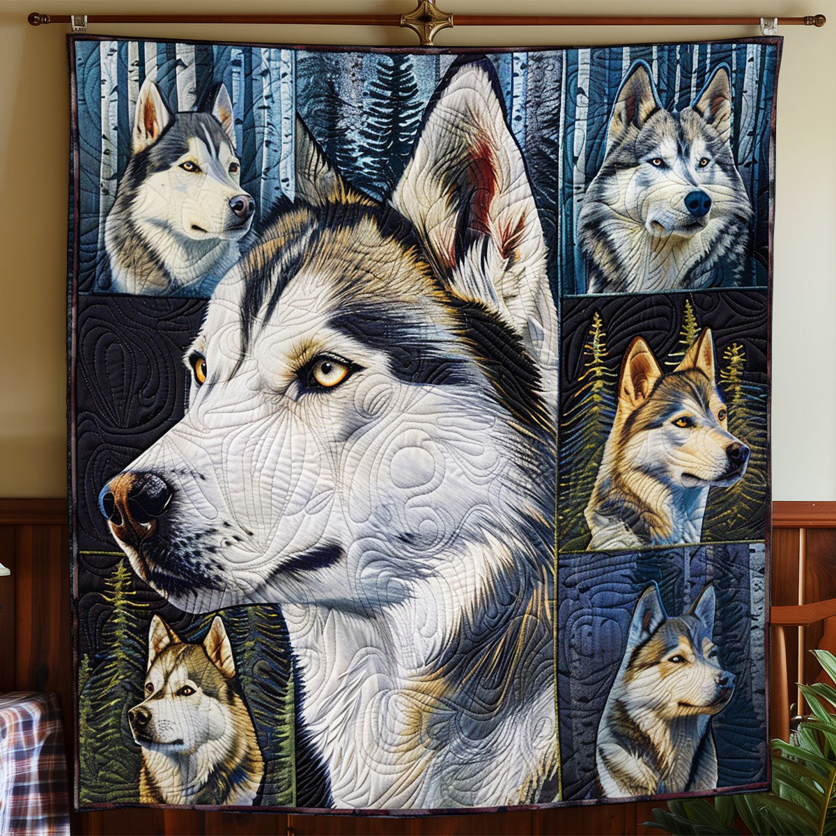 Husky Dogs Is Smart and Strong WO1408024CL Quilt Blanket