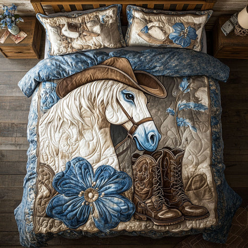 Horse Cowboy WX0603046CL Quilted Bedding Set