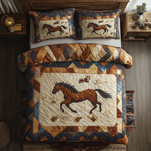Horse Native American WX2802140CL Quilted Bedding Set
