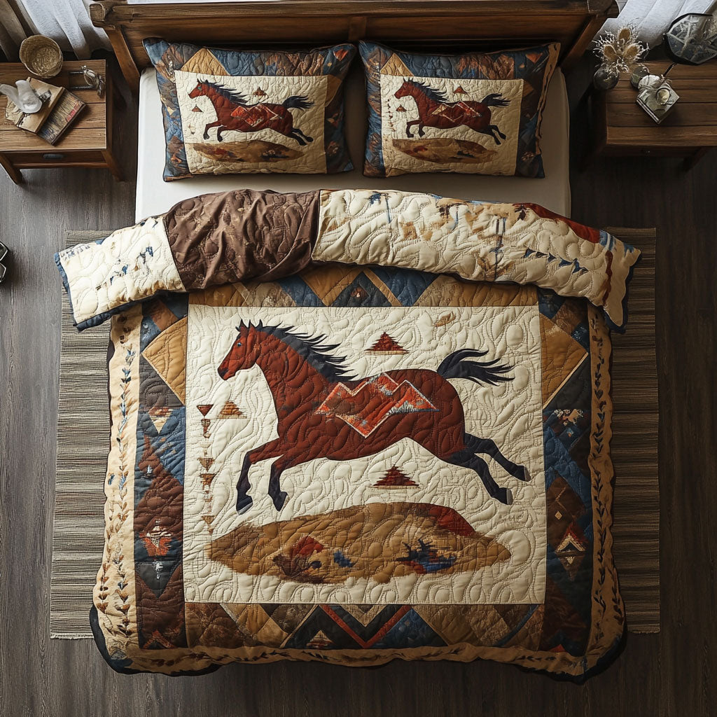 Horse Native American WX2802141CL Quilted Bedding Set