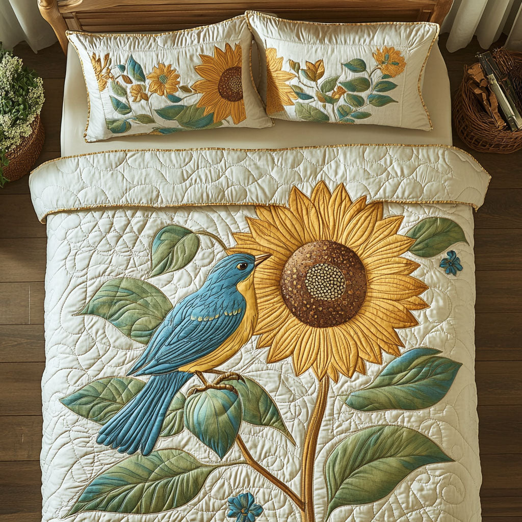 Kingfisher Sunflower WX0403021CL Quilted Bedding Set