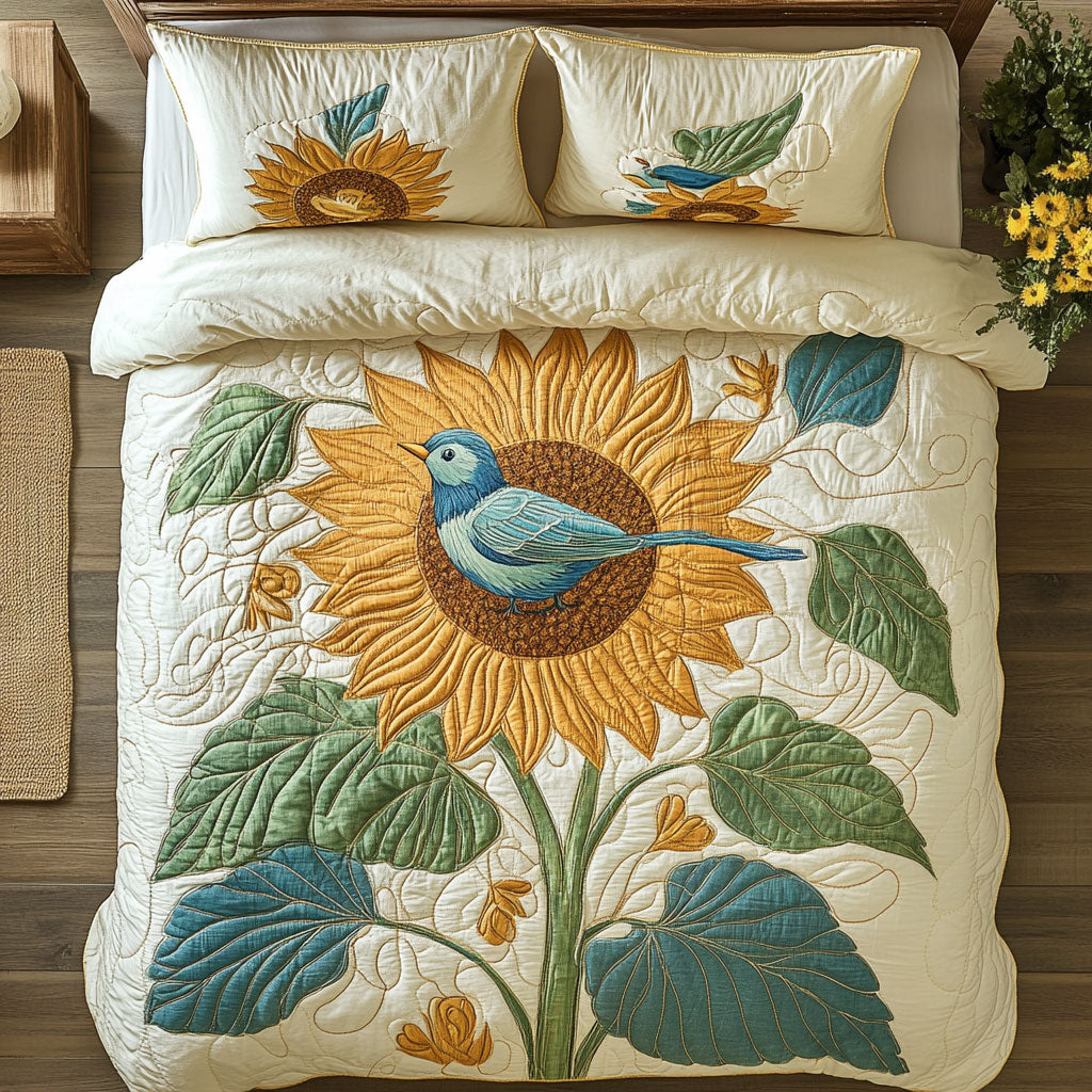 Kingfisher Sunflower WX0403022CL Quilted Bedding Set