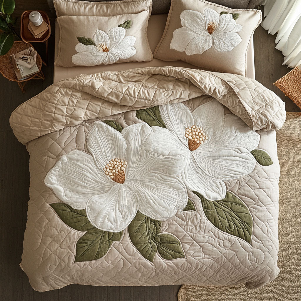 Magnolia Flower WX2802145CL Quilted Bedding Set