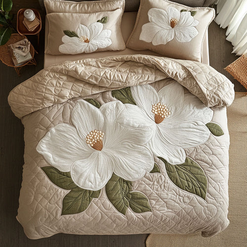 Magnolia Flower WX2802145CL Quilted Bedding Set