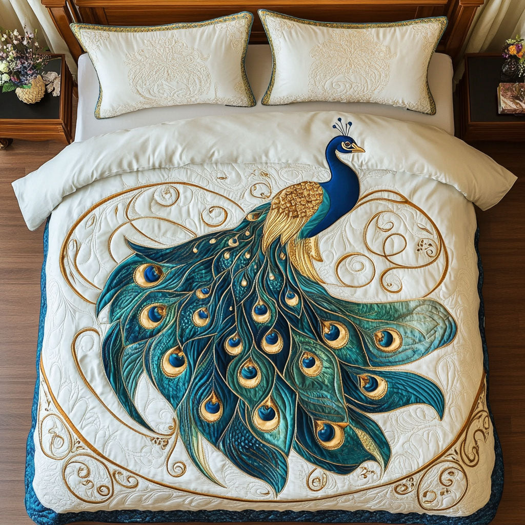 Majestic Peacock WX0403027CL Quilted Bedding Set