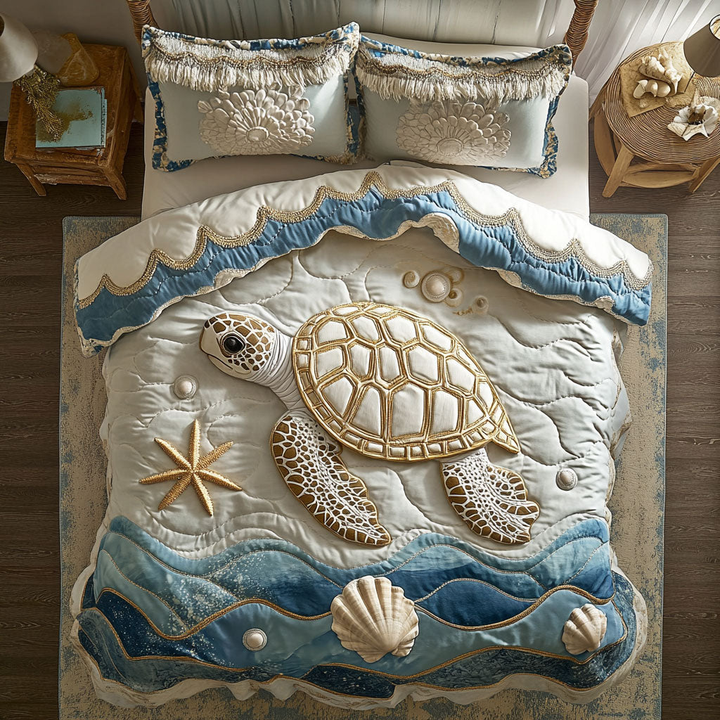 Marine Turtle Sea WX0303032CL Quilted Bedding Set