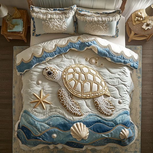 Marine Turtle Sea WX0303032CL Quilted Bedding Set