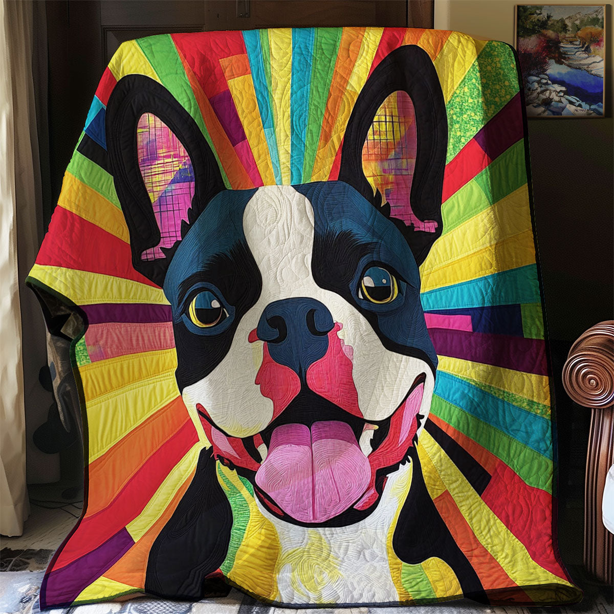 Cheerful Bulldog WJ2003012CL Quilt Blanket