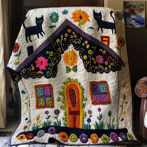 Cozy Cottage Cat WJ1202008CL Quilt Blanket