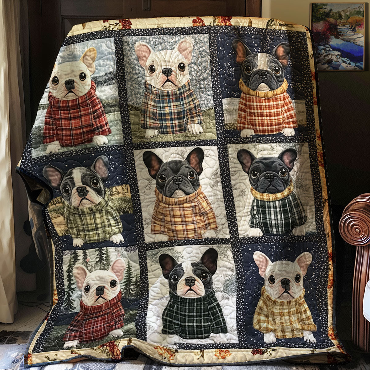 French Bulldog WJ2802009CL Quilt Blanket