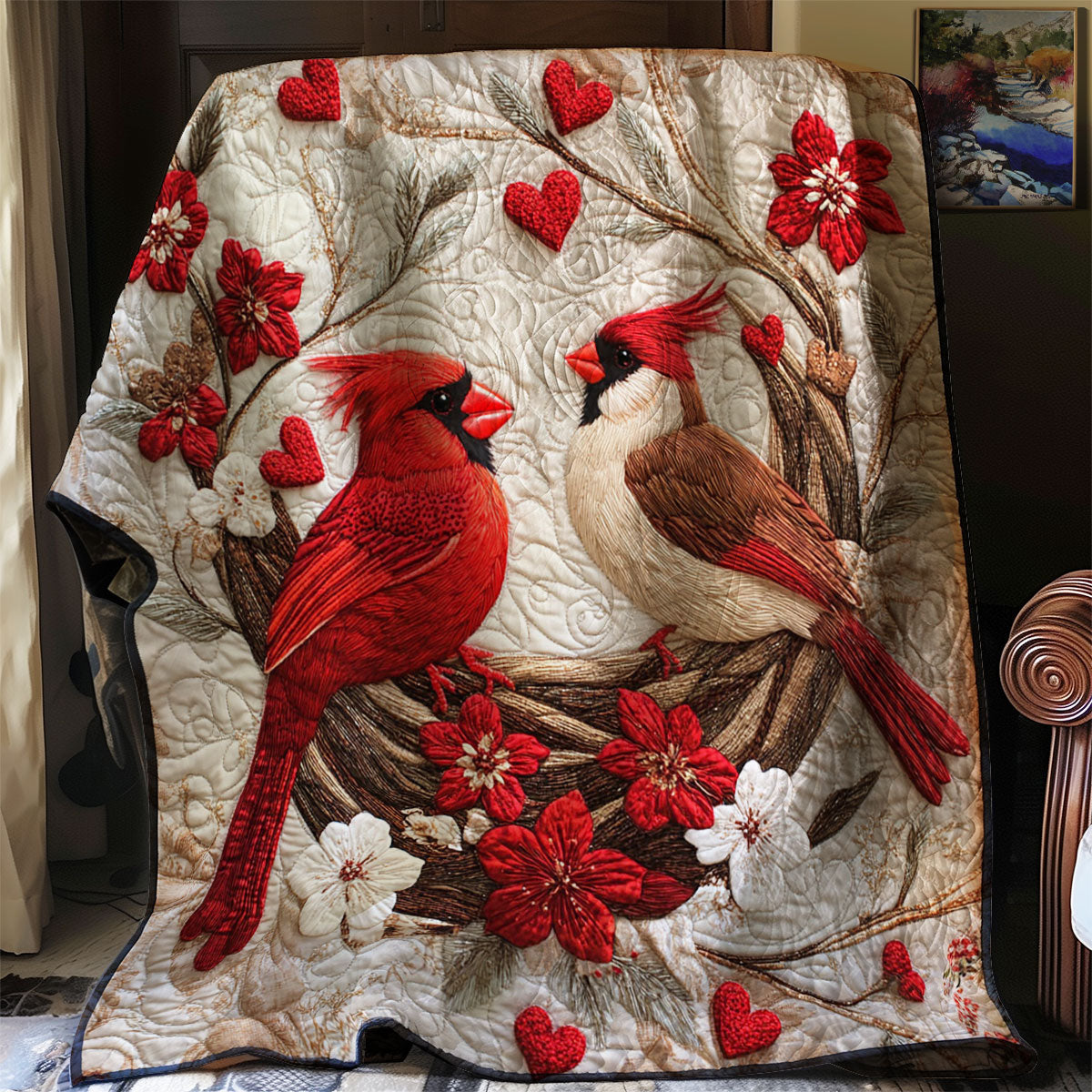 Heartfelt Cardinal WJ1202016CL Quilt Blanket
