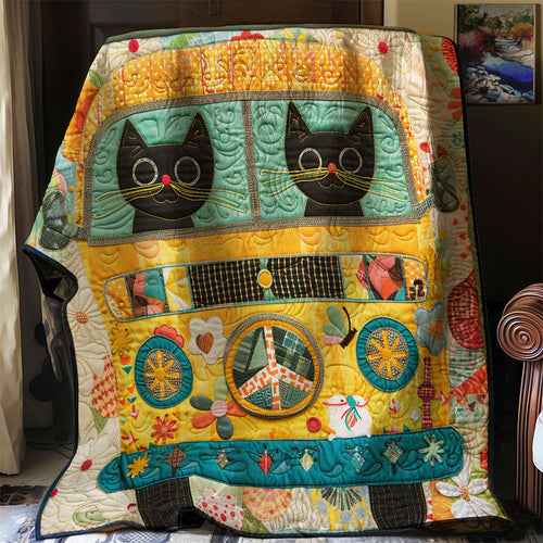 Hippie Van Cat WJ2502011CL Quilt Blanket
