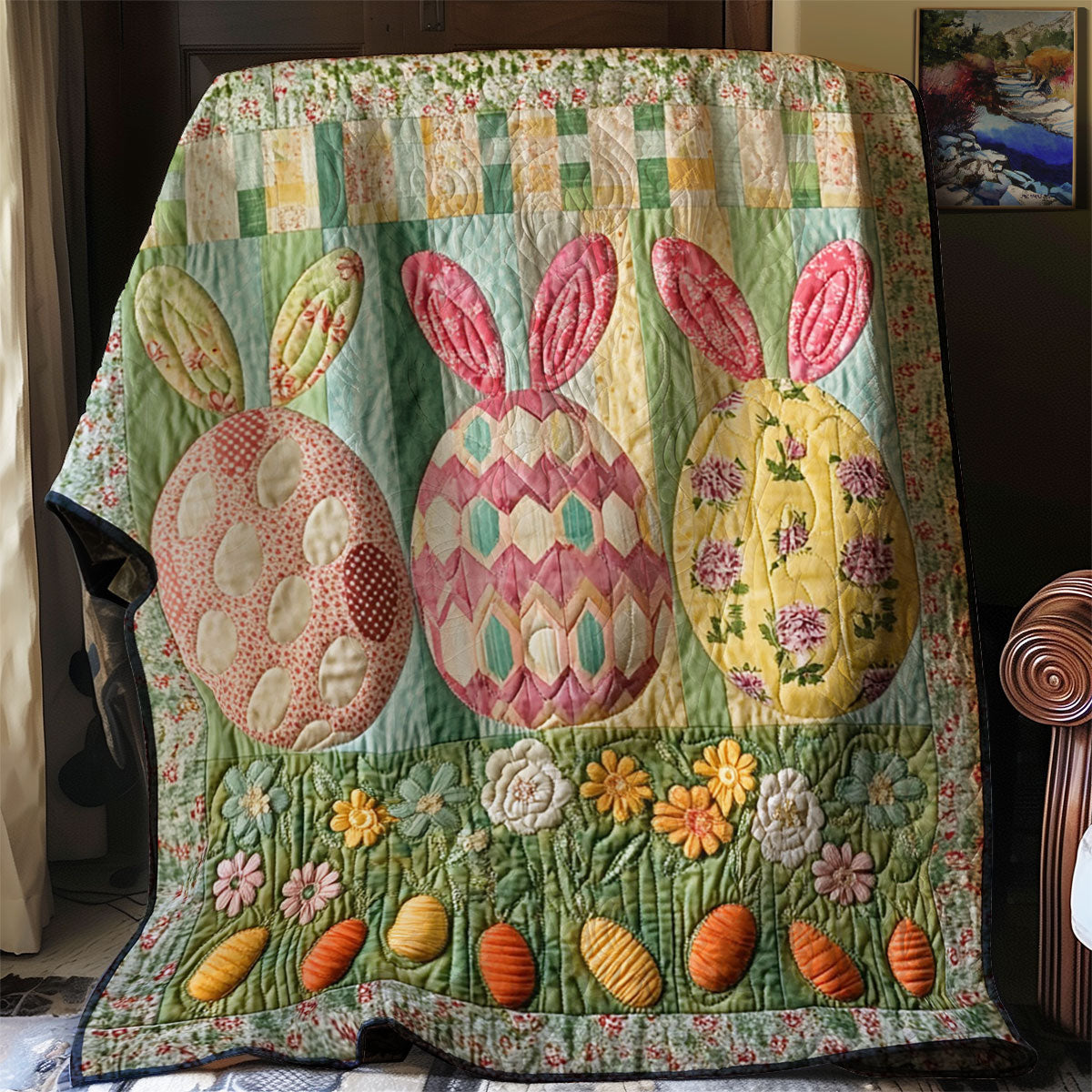 Hoppy Easter Garden WJ0803028CL Quilt Blanket