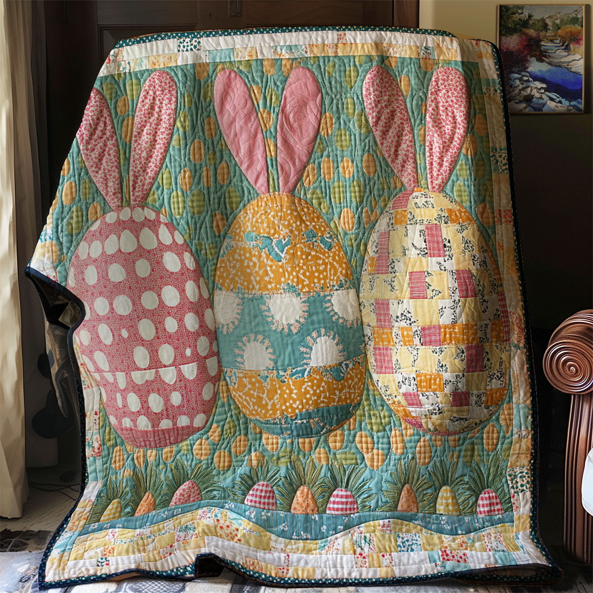 Hoppy Easter Garden WJ1003013CL Quilt Blanket