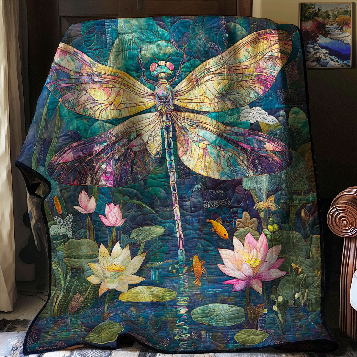Lotus Dragonfly WJ2103015CL Quilt Blanket
