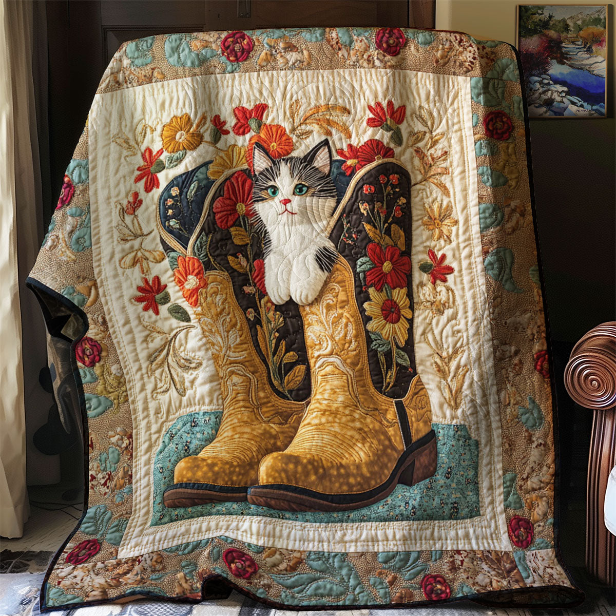 Meowdy Boot WJ1103014CL Quilt Blanket