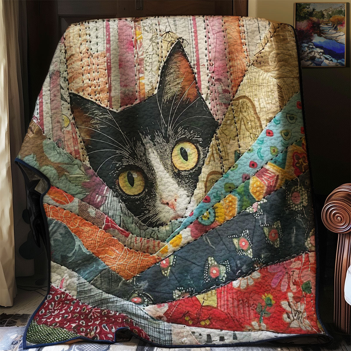 Peeking Cat WJ0108018CL Quilt Blanket