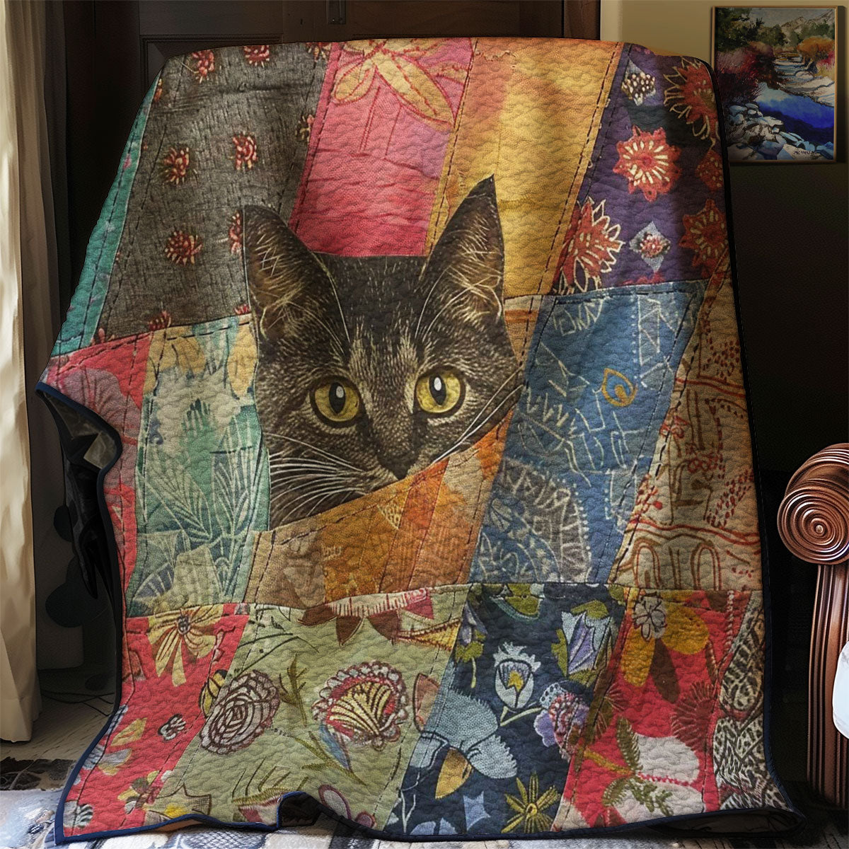 Peeking Cat WJ0108021CL Quilt Blanket