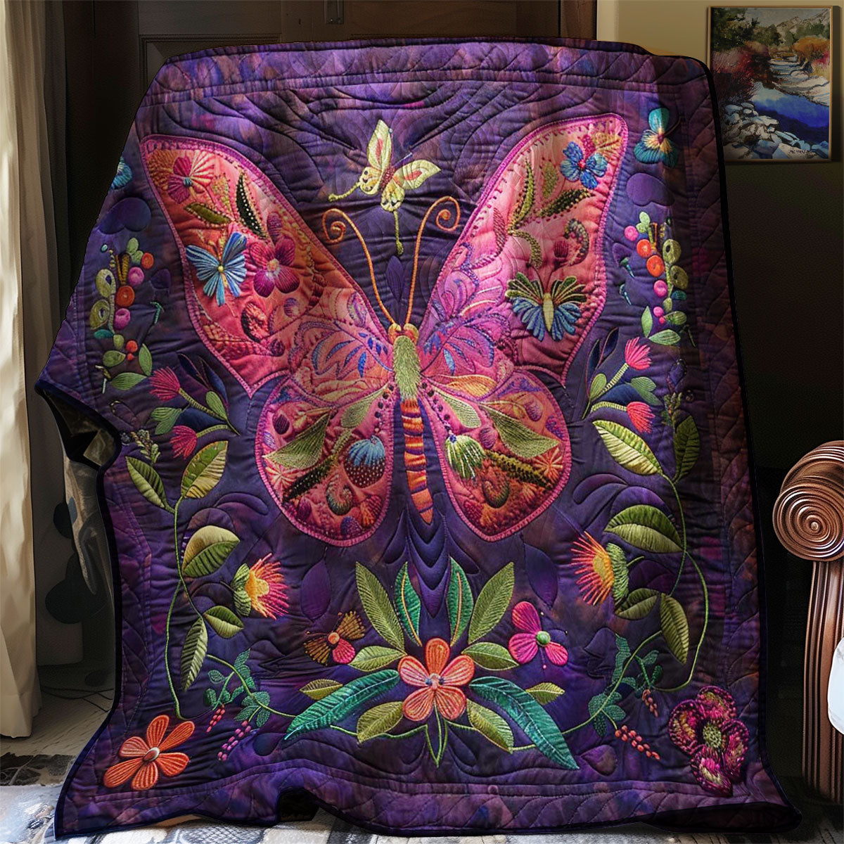 Purple Butterfly WJ1707017CL Quilt Blanket