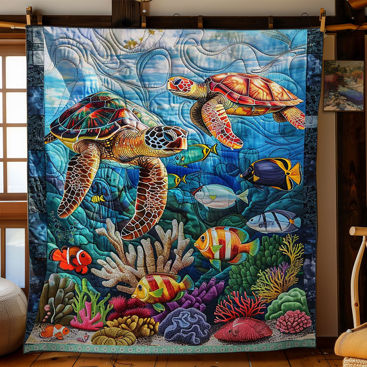 Sea Turtle WJ1609027CL Quilt Blanket