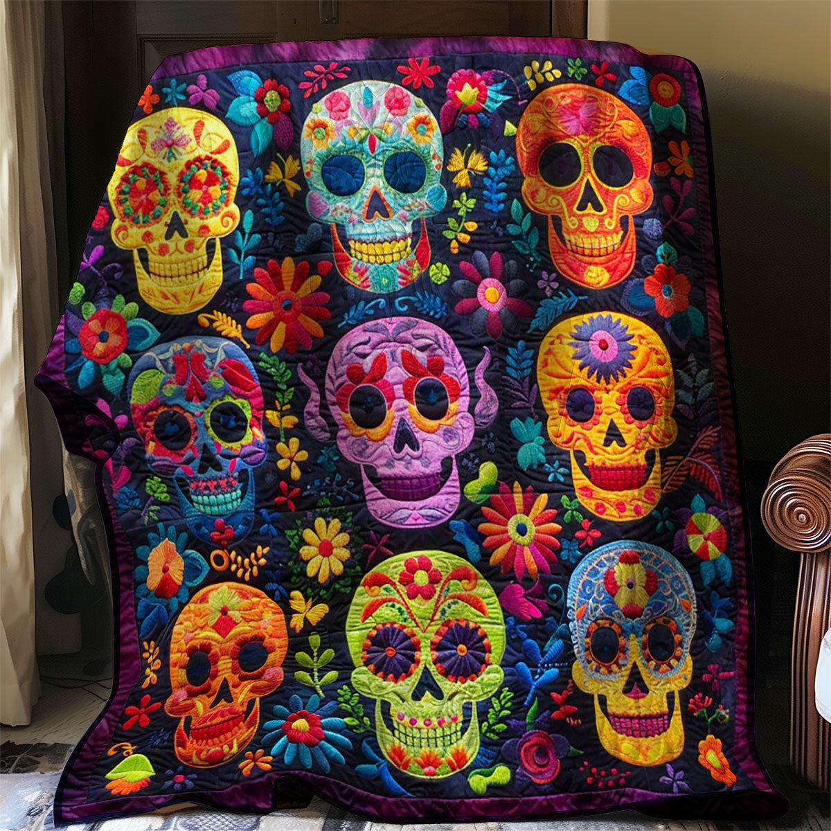 Sugar Skull WJ0306005CL Quilt Blanket