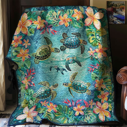 Tropical Turtles And Plumeria WJ1508021CL Quilt Blanket