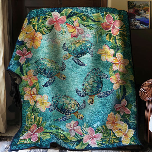 Tropical Turtles And Plumeria WJ2307035CL Quilt Blanket