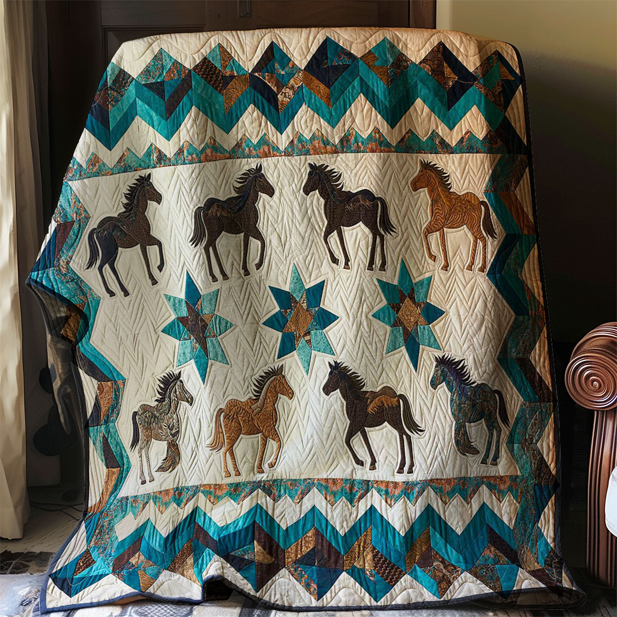 Western Inspired Horses WJ1906017CL Quilt Blanket